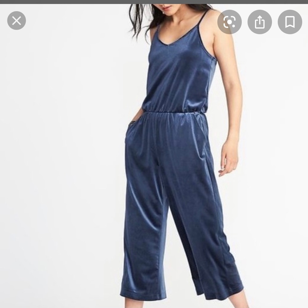Velour spaghetti strap jumpsuit